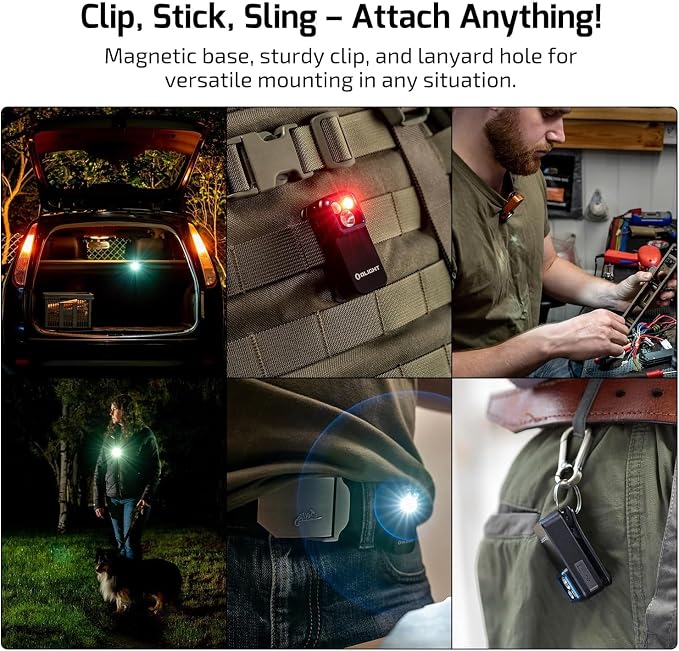 OLIGHT Oclip Pro Rechargeable EDC Clip-on Flashlight, Patriotic Flag | Red Light, 500 Lumens Floodlight, Spotlight, Pocket-Sized, USB-C Charging, Magnetic, for Work, Signaling, Outdoor or Home Use