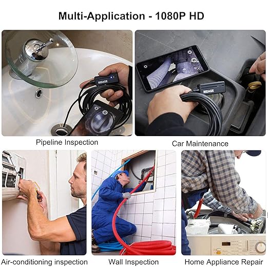 NIDAGE Wireless Endoscope Camera with Light HD Waterproof WiFi Borescope Flexible 5.5MM Automotive Snake Inspection Camera Compatible Android and iOS Smartphones, iPhone, iPad, 4.92FT