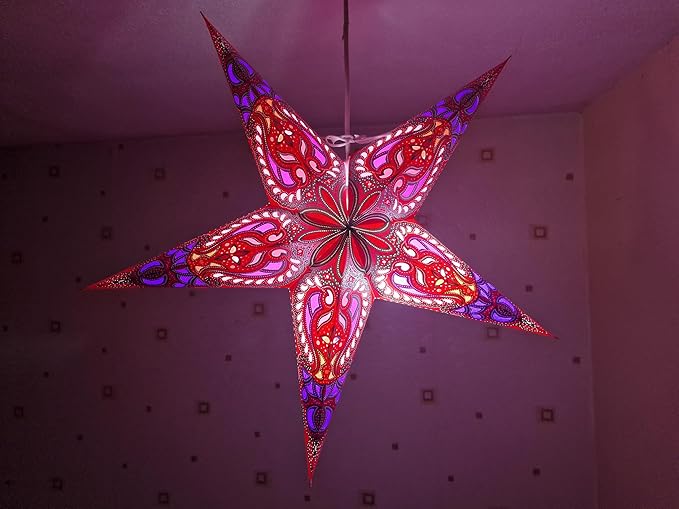 Paper Star Lantern Lampshade, 60 cm, Hanging Decorations for Christmas, Wedding, Home, Party (Red, Blue, Multi)