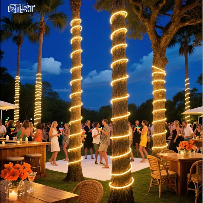 FORT LED Neon Rope Lights 32.8FT 10M 120V AC Plug-in LED Strip Lights Connectable Waterproof Led Light Strip for Indoor/Outdoor Use, Warm White Neon Lights for Party Wedding Home Decoration ETL
