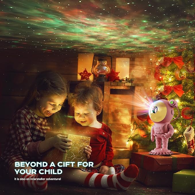 Astronaut Galaxy Starry Sky Projector, Night Light with Remote Control & Timer, Gift (Pink)