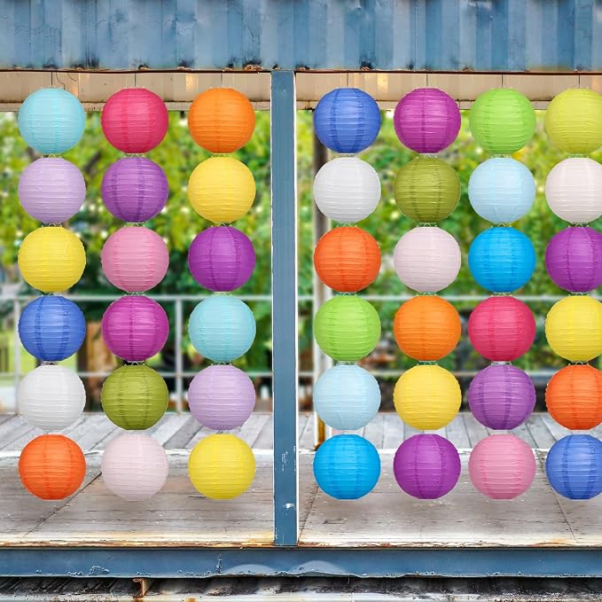 LIHAO 20PCS Multi-Color Paper Lanterns, 6 Inch | Decorative Hanging Chinese Japanese Lanterns Lamps for Home Decor, Parties and Weddings
