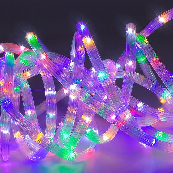 Ripple Tube LED Rope Lights with Remote Control - 8 Modes, 360° Glow,Waterproof for Outdoor/Indoor,Garden,Wedding,Pool,Patio,Christmas Decor (Multicolor, 33ft)