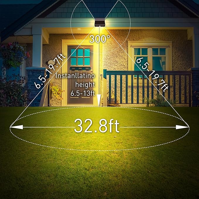 Motion Sensor Outdoor Lights, Solar Wall Light with Optical Lens and 3 Modes, Battery Motion Sensor Security Light, IP44 Waterproof Solar Lights Outdoor for Garden Patio Yard (4 Pack)