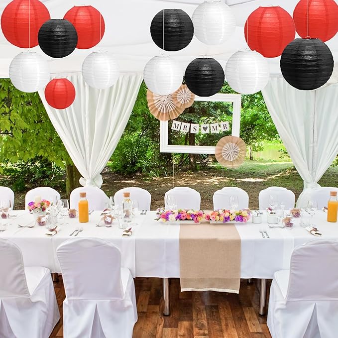 21 Pcs Paper Lanterns Party Decorations, 4/6/8/10 Inch Round Chinese Hanging Paper Lanterns for Wedding, Birthday, Baby Shower, Graduation, Classroom Ceiling Decorations Indoor Outdoor