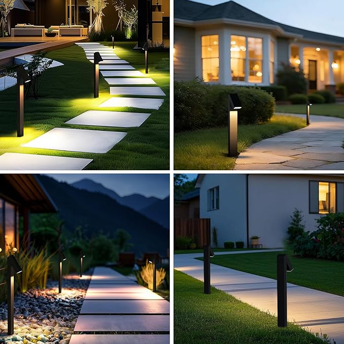 Solar Pathway Lights, Dimmable Metal Solar Landscape Path Lights IP65, 3000K Solars Walkway Light for Outside, Garden Yard Patio Path Lawn Decor, 2pcs