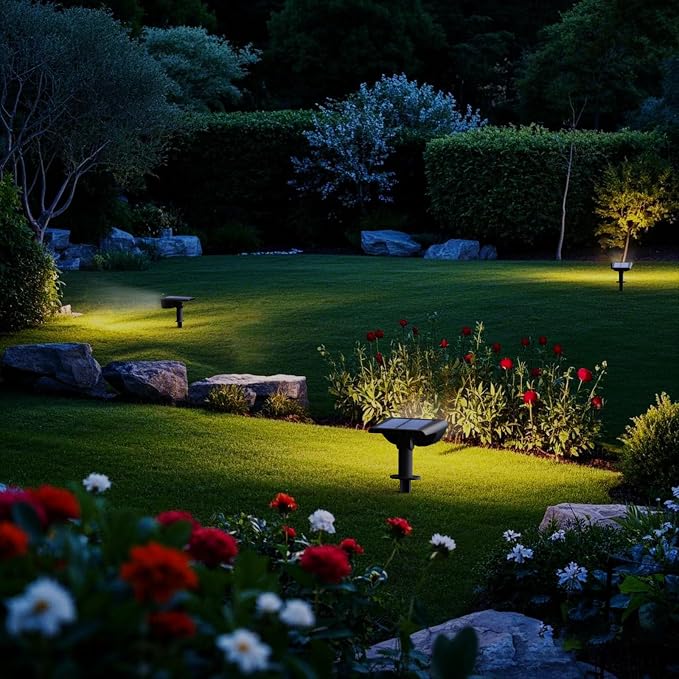 RUIKORING 73 LED Solar Spot Lights Outdoor Waterproof, Cool White, 1 Pack | Landscape Spotlight with 3 Lighting Modes, Dusk to Dawn Auto On/Off, 2-in-1 Wall & Ground Mount for Yard, Garden & Pathway