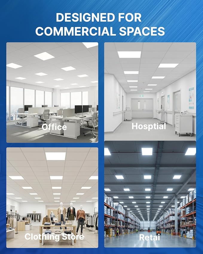 36 Pack 2x2 LED Flat Panel Light, Backlit T-Grid Drop Ceiling Light, 20/30/35W Selectable, 2200/3300/3850LM, 3500K/4000K/5000K 3CCT, 0-10V Dimmable, 120-277V, ETL DLC Listed, Damp Rated