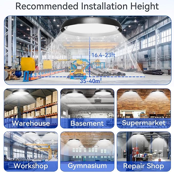 10Pack 300W UFO LED High Bay Light,33000lm 6000K Daylight 3000W Equivalent with 59inch US Plug Cable Garage Lights Commercial Warehouse Bay Light for Garage Factory Lowbay Area Lighting