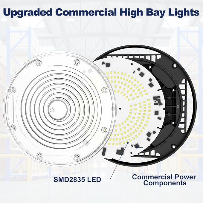 CINOTON 160W UFO LED High Bay Light, Aluminum LED Shop Lights with 24000LM, 5000K Commercial Bay Lighting for Warehouse Garage Workshop Factory Shed, 6' Cable & Safety Rope, ETL Listed 10 Pack