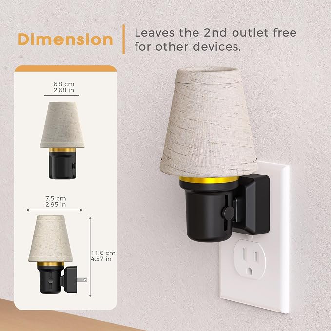 LED Night Lights Plug into Wall Linen Fabric Round Platform | Decorative Night Light, Dusk to Dawn Sensor ,0-100LM Dimmable Vintage Lamp Nightlight for Bedroom Living Room Hallway