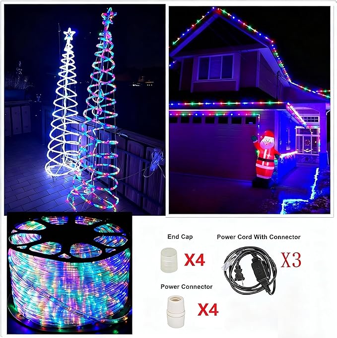 150FT Waterproof LED Christmas Rope Lights, 150FT 45M 1620LEDs Waterproof Led Strip Lights for Party Christmas Home Kitchen Bedroom Room Indoor Outdoor Decoration (Colorful)