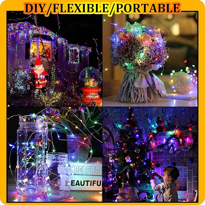Timer Fairy Lights,Battery Operated Mini Christmas Lights for Bedroom,Christmas,Parties,Wedding,Gift Decoration(5m/16ft Multicolor)