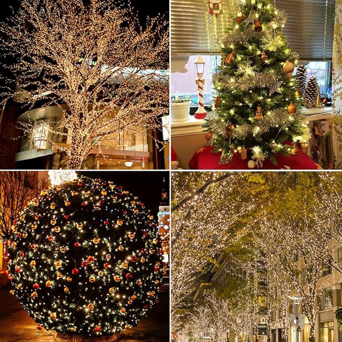 Plug in Fairy Lights 100FT 300 LED Waterproof Silver Wire LED Twinkle String Lights with Remote for Living Room Bedroom Patio Porch Garden Christmas Tree Wedding
