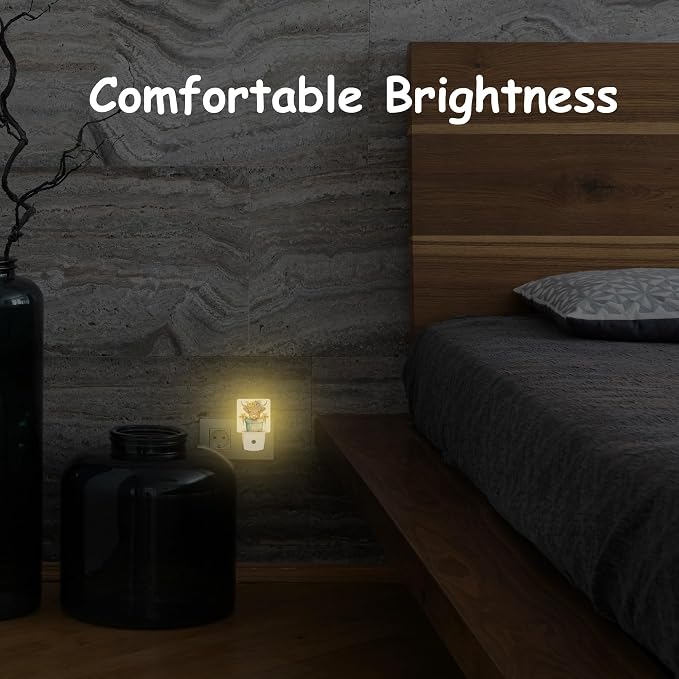 Night Light,Cartoon Highland Calf in Flower Pot Plug-in Night Light Auto Dusk-to-Dawn Sensor Energy Efficient LED Lamp for Room Decor,Hallway,Kitchen,Bathroom,Nursery,Stairs