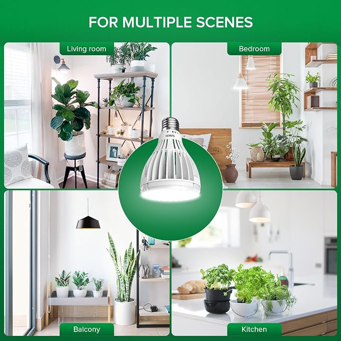 SANSI 300W Equiv. Full Spectrum LED Grow Light Bulb 5000K+660nm E26 Base | PAR25 30W Daylight White Grow Bulb for Indoor Plants, 25,000 Hours Lifespan Plant Light with E26 Base, Non-Dimmable