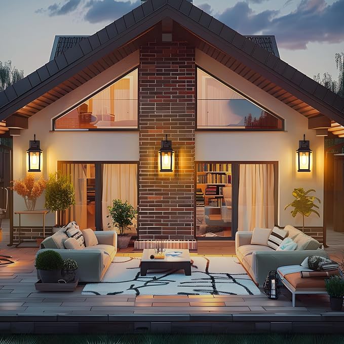 Brown 15" Outdoor Wall Light Fixtures 2-Pack | Anti-Rust Aluminum, Waterproof Exterior Porch Lights, Outside Sconce Wall Mount, For Garage, Porch, House