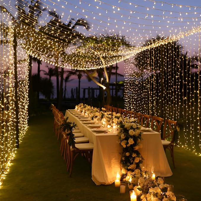 66Ft 200LED Plug-in Waterproof Fairy String Lights with 8 Lighting Modes - Indoor & Outdoor Decor for Bedroom, Girl’s Room, Garden, Party, Christmas - Warm White Twinkle Lights
