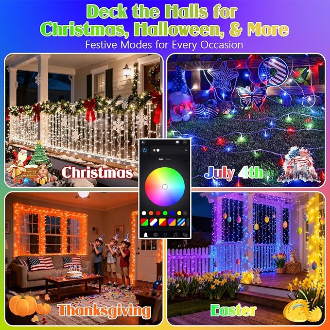 2025 New 88FT 240LED Smart Color Changing Christmas String Lights Outdoor App Control RGB LED String Lights with Remote & Timer, Waterproof Twinkle Christmas Tree Lights Indoor for Holiday Xmas Decor