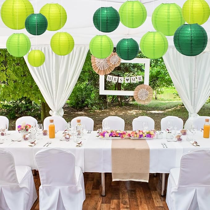 21 Pcs Green Paper Lanterns Party Decorations, 4/6/8/10 Inch Hanging Paper Lanterns for St. Patrick's Day, Tropical Jungle Theme, Wedding, Baby Shower, Graduation, Birthday Party Football Theme Decor