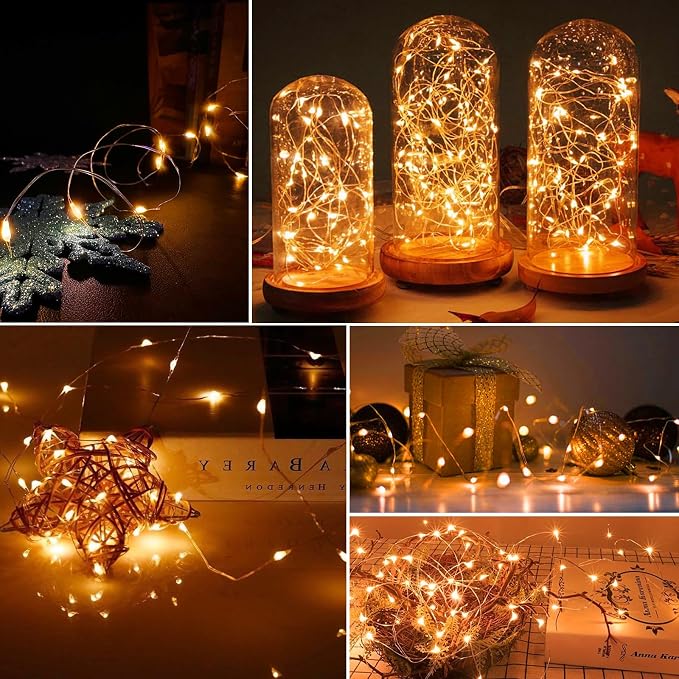 AIKEI 12 Pack LED Fairy Lights Battery Operated, Halloween String Lights Waterproof 7 Feet 20 Led Firefly Starry Lamps for Wedding Party Bedroom Garden Christmas Decoration, Orange