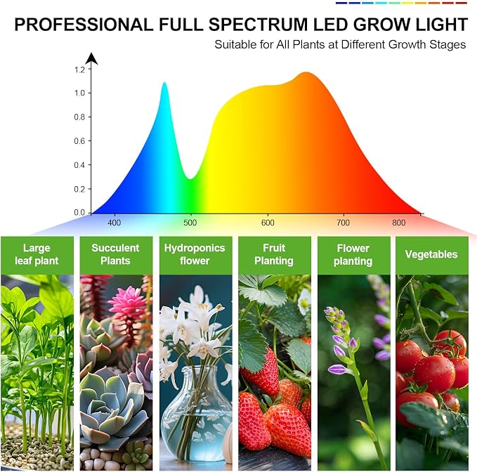 6Head Grow Light on Stand for Large and Tall Indoor Plants, Bonsai Tree, Bright and Big Coverage Plant Growing Lamps, 4/8/12/16/20H Timer, 54 Watt Power Draw, NO Need Adapter, 360° Gooseneck