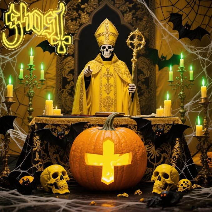 Ghost Neon Sign, Yellow LED Wall Light | (12.2"x16.5")IN,Mysterious Rock Music Decor, Occult Aesthetic Room Light