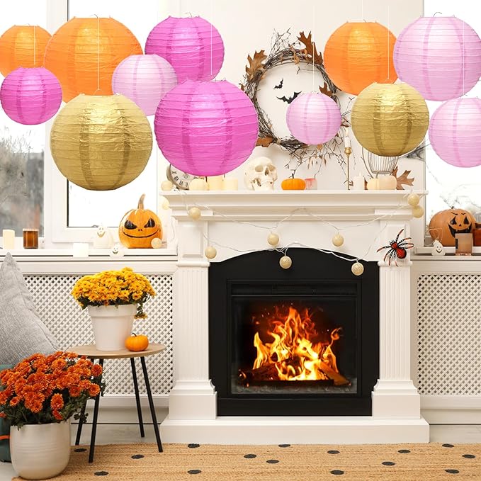 21 Pcs Paper Lanterns Party Decorations, 4/6/8/10 Inch Round Chinese Hanging Paper Lanterns for Wedding, Birthday, Baby Shower, Graduation, Classroom Ceiling Decorations Indoor Outdoor