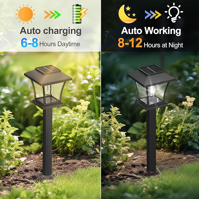 Sparkblaze 10 Pack Solar Pathway Lights Outdoor, Cold White | Ideal for Walkways, Gardens, Lawns, Driveways & Landscape Lighting, Automatic Dusk-to-Dawn Lighting