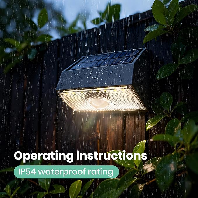 Solar Fence Light Outdoor, 4000K 3000K Solar Wall Lights with Motion Sensor, 1000LM Small Solars Light for Deck Fence Steps Patio Yard, 1pcs