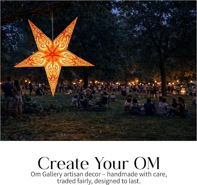 Paper Starlight 24 Inch - Handcrafted Hanging Star Lantern with 100% Recycled Paper - Large Star Lamp with 12-Foot UL Approved Light Cord Included - Fair Trade Artisan Decor - Lion | Handcrafted Hanging Star Lantern, 100% Recycled Material with12-Foot ...