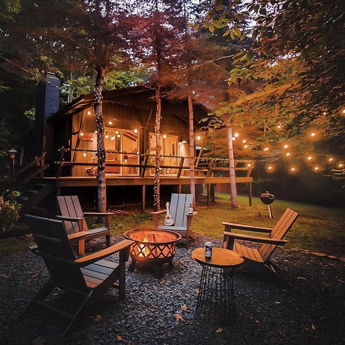 Outdoor String Lights, 48FT Waterproof Patio Lights with 1W Dimmable LED Bulbs, White Hanging String Lights for Outdoor Backyard, Garden, Deck, Porch, Gazebo, Balcony, Camping, Party