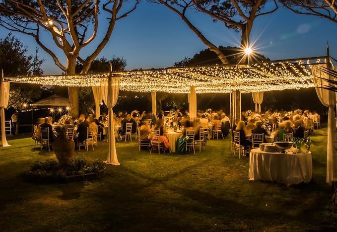 Solhice LED Curtain Lights Outdoor 20ft x10ft, 600 LED Plug in Hanging String Lights Indoor Bedroom, Twinkle Light Backdrop for Outside Wedding Decor, Warm White (Not Connectable)