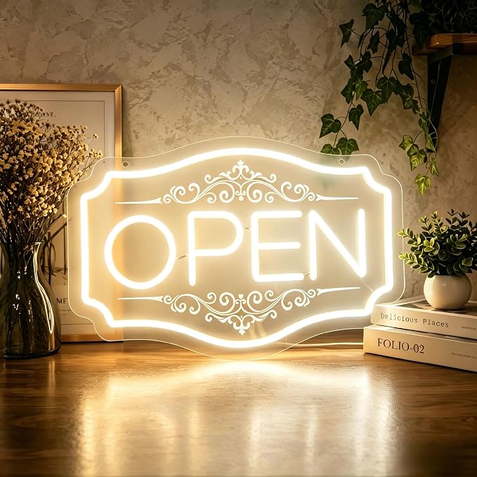 Open Sign for Business, LED Open Neon Sign USB Powered | 16.5" x 10.5" Open Neon Sign for Store, Hotel, Restaurant, Cafe, Bar and Party Decor