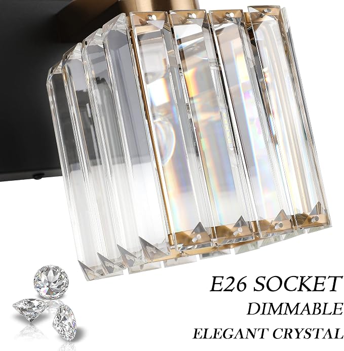 Aipsun Bathroom Vanity Light Fixtures Crystal Vanity Light for Bathroom 4 Light Modern Vanity Lighting (Exclude Bulb)