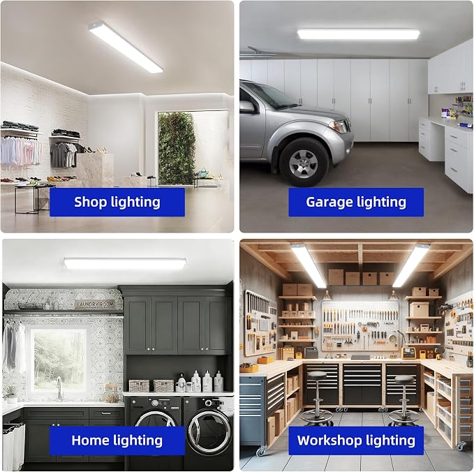 hykolity 4FT 5.7" W LED Wraparound Light with 40W 4400LM 4000K, Hardwired | 4 Foot LED Wrap Light Fixture,2-Lamp 32W Fluorescent Equiv. Flush Mount Office Ceiling Light for Garage Office Kitchen,ETL,4P