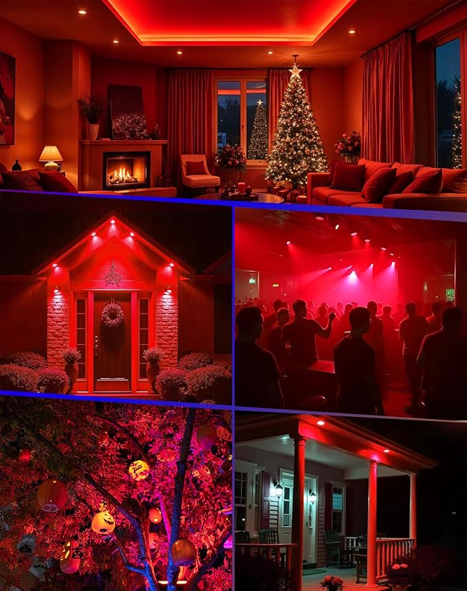 6-Pack MR16 RED LED Bulbs-Festive 5W 50W Halogen Equivalent GU5.3 12V 38° Spotlight for Christmas, Holidays, Landscape & Indoor Outdoor