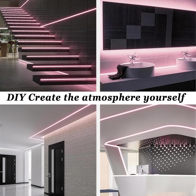 50Ft Pink COB Flexible LED Tape Lights | 24V Safety Voltage, Dimmable Design, High CRI95+, Easy Installation