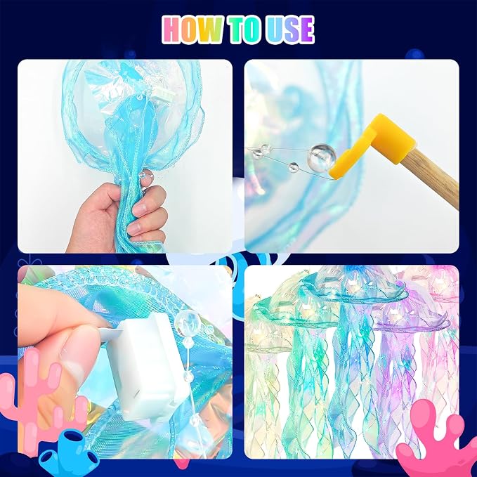 Jellyfish Decor - 10 Pcs Light Up Jellyfish Lanterns, Hanging Jelly Fish Decorations for Mermaid Birthday Decorations & Under The Sea Party Decorations, Ocean Themed Supplies Gifts