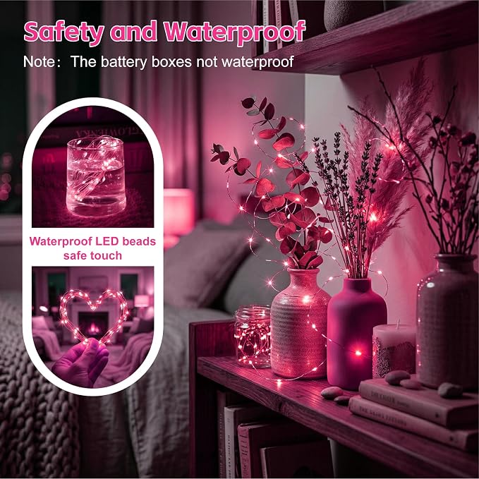 8 Pack Rechargeable LED Fairy Lights 7Ft 20LED Battery Operated | 8 Modes, Remote & DIY Timer Mini Twinkle String Lights for Indoor Christmas Wedding Mason Jar Bedroom Table