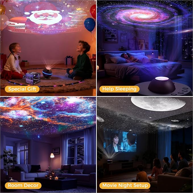 Galaxy Projector, 13 in 1 HD Planetarium Galaxy Star Projector | 360 Rotating Star Projector Light with Adjustable Knob and Timer for Kids, Ceiling, Gifts, Room Decor