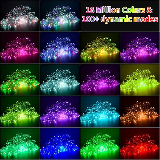 33FT Color Changing Rope Lights Outdoor Waterproof with APP & Remote | 100 LED String Light Plug In, Smart 16 Million Colors Music Sync Fairy Tube Lighting for Outside Indoor Bedroom Christmas