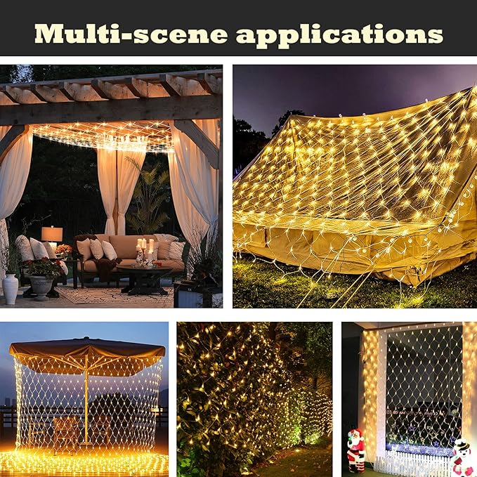 Eueasy LED Lights Outdoor Fairy Lights Chandelier - 270L Gazebo Net Lights with 8 Lighting Modes, 10×10 FT Chandelier for Pergolas,Wedding, Bush, Christmas