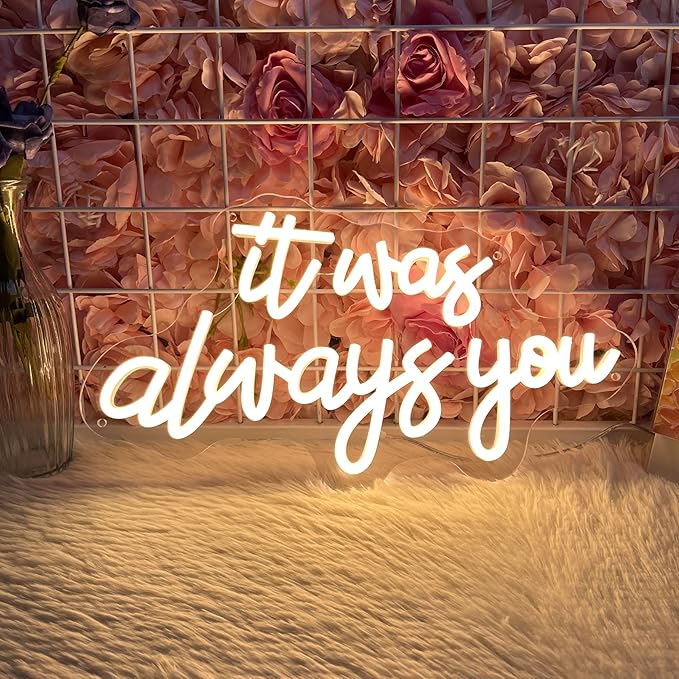 It's Always You Neon Sign Warm White Wedding Neon Signs USB Powered LED Signs for Bedroom Wall Decor Light up Signs for Festival Anniversary Valentane's Day Birthday