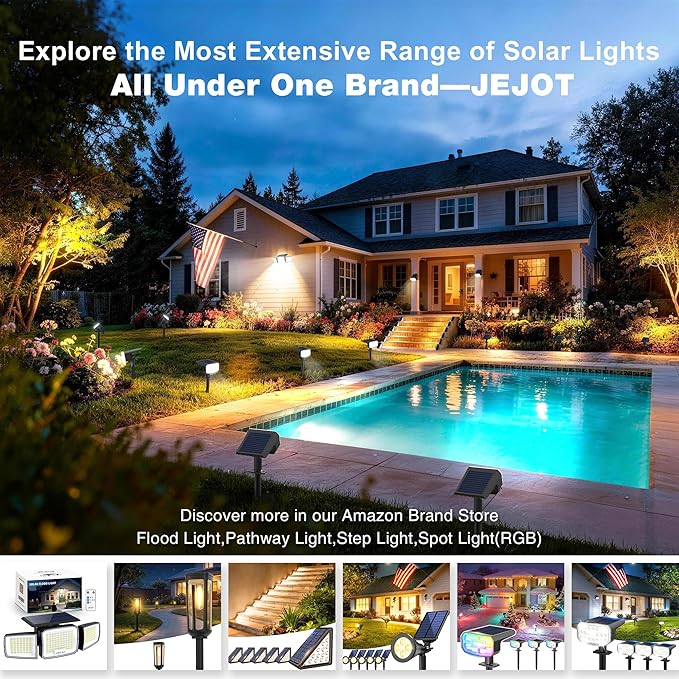 Solar Lights Outdoor Waterproof IP65, Super Bright LED, 3000K 2 Lighting Modes, Solar Powered Yard Garden Solar Spot Lights for Outside Landscape Auto On/Off -6 Pack