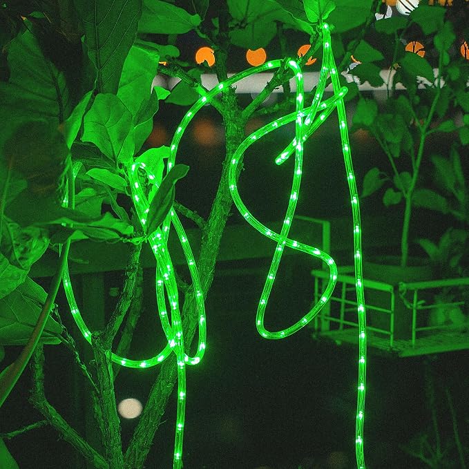 LED Rope Lights,Connectable for Indoor & Outdoor,110V Transparent Flexible Tube Lights,Waterproof LED Rope Lighting for Outside,Deck,Patio,Pool,Camping,Bedroom,Landscape Decor (Green, 150ft)