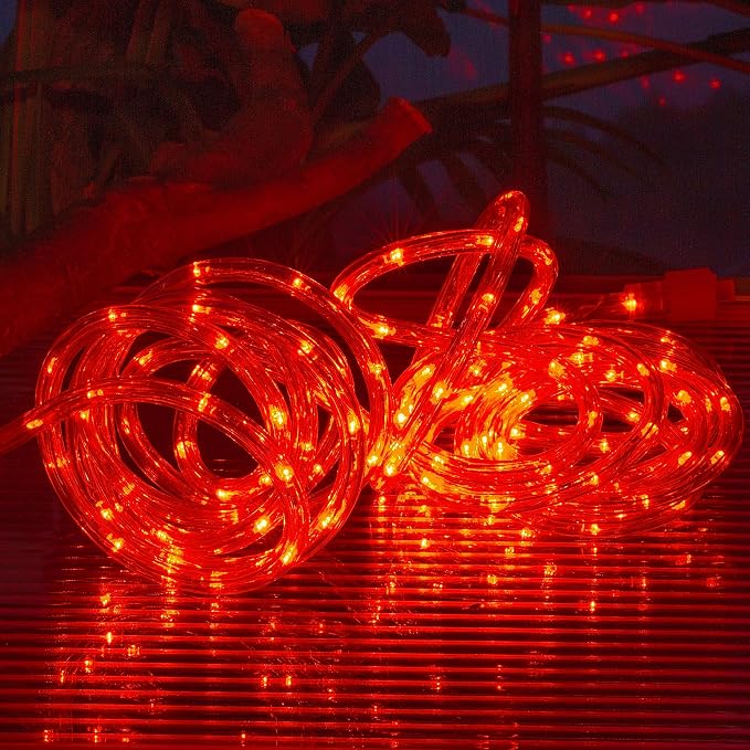 50ft Red Rope Lights, Connectable for Indoor & Outdoor,110V Transparent Flexible Tube Lights,Waterproof LED Rope Lighting For Outside, Deck, Patio, Pool, Camping, Bedroom Decor Landscape Lighting