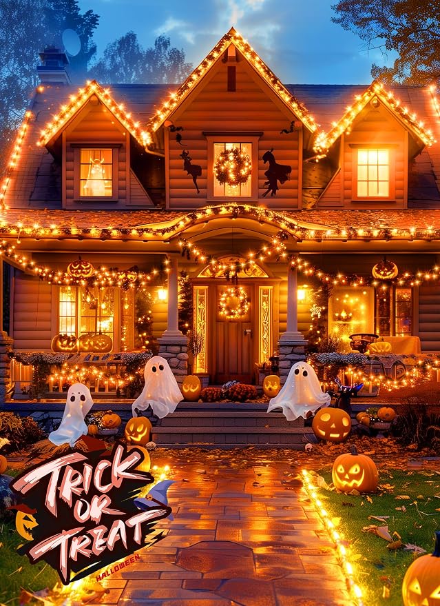 Halloween USB Fairy Lights Plug in, 33Ft 100 LED Twinkle String Lights with Remote and Timer, Waterproof 8 Modes for Bedroom Home Party Ghost Haunted House Indoor Outdoor Decorations, Orange