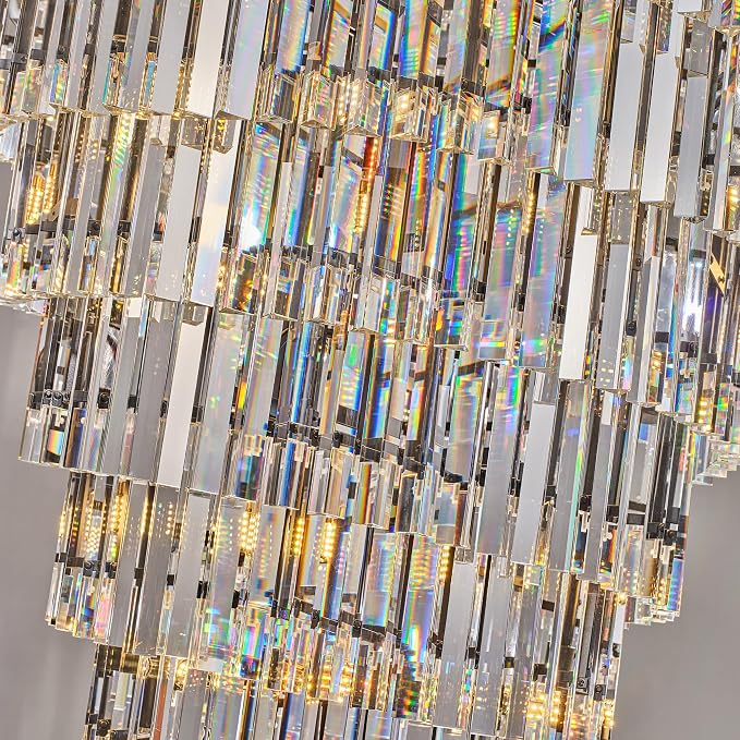 48 Lights Spiral Crystal Chandelier Black Modern Light Fixture Large Chandelier, 48'' W High Ceiling Foyer Ceiling Hanging Pendant, Entryway, Dining Room, E12 LED Bulbs, Black