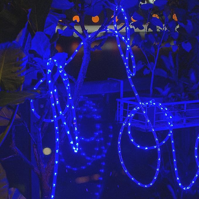 LED Rope Lights,Connectable for Indoor & Outdoor,110V Transparent Flexible Tube Lights,Waterproof LED Rope Lighting for Outside,Deck,Patio,Pool,Camping,Bedroom,Landscape Decor (Blue, 150ft)